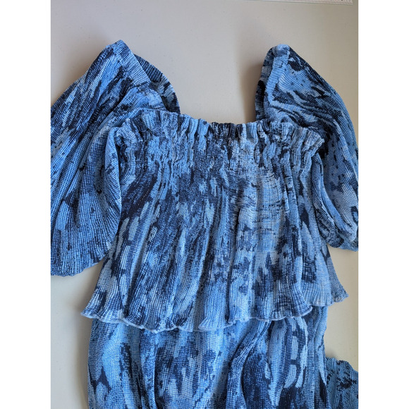 NWT Ganni Georgette Blue Tiered Midi Dress Size 36 US 4 Blue #1E452 - Picture 11 of 11